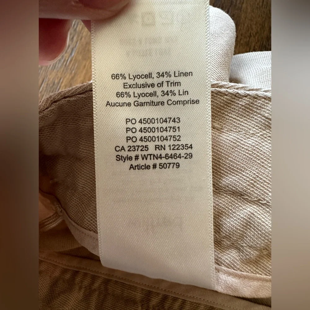 Wilfred Khaki Linen Roll Bottom Pants- size 4